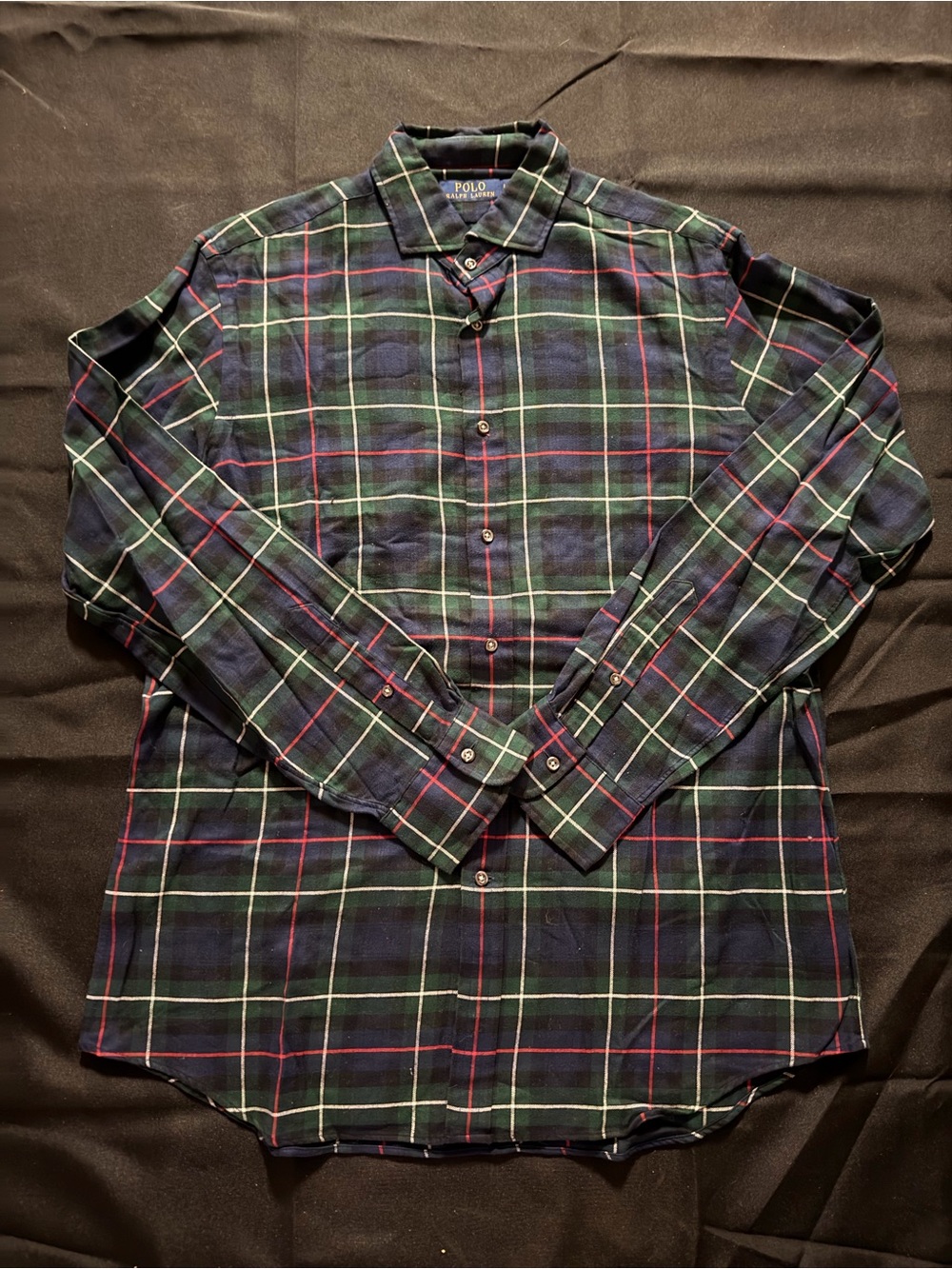 Ralph Lauren Green and Navy Plaid Button-Down Shirt
